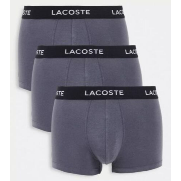 Lacoste 3-Pack Casual Cotton Stretch Men's Boxers Trunks Large Grey Underwear - Picture 2 of 9